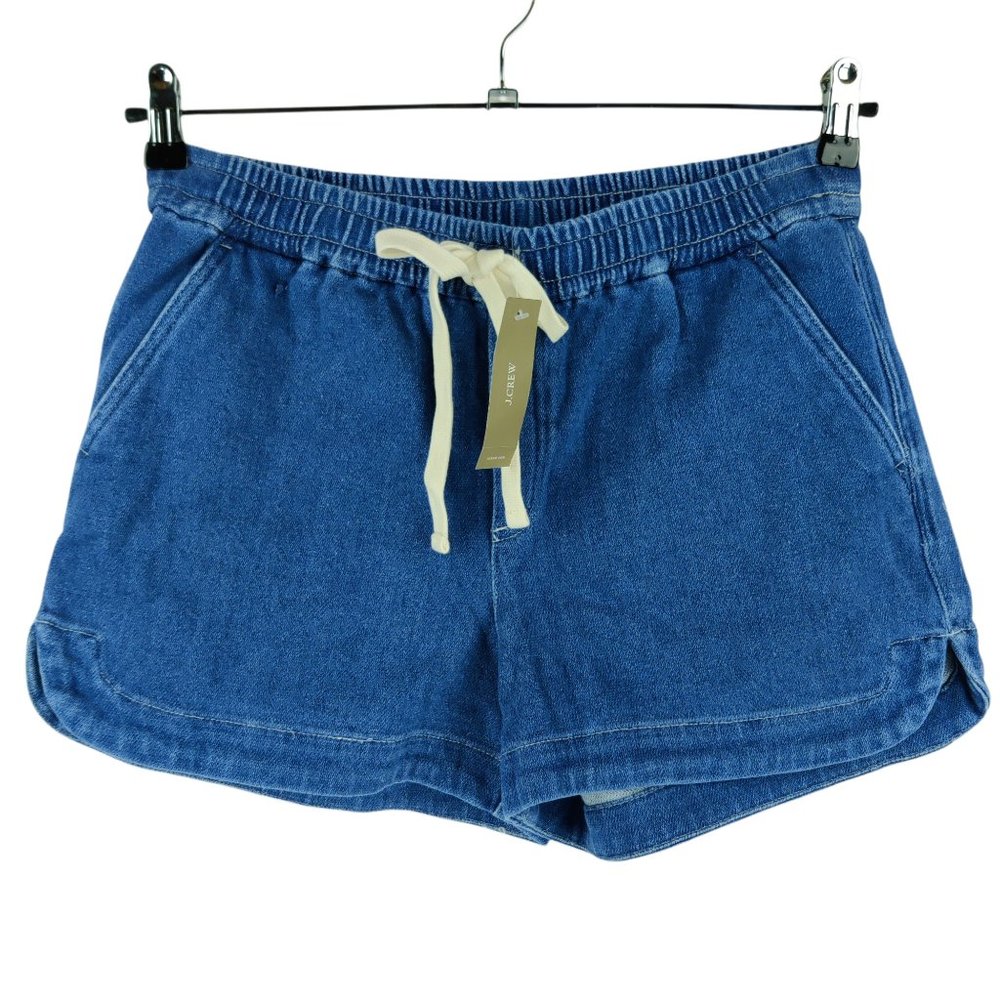 NWT J Crew Blue Indigo Denim Drawstring Sweat Shorts